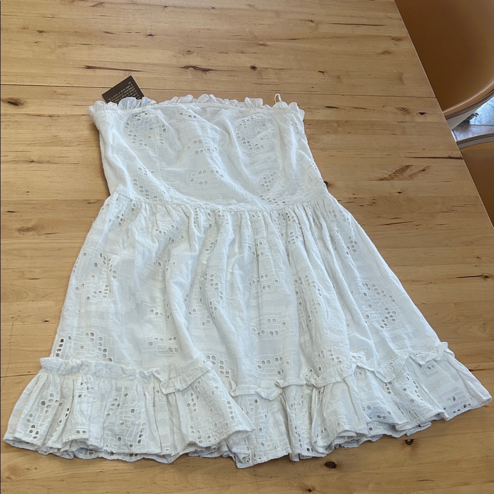 White Eyelet Strapless Dress